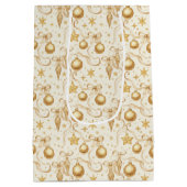 Gouden Ornamenten Bows Kerstvakantie Medium Cadeauzakje (Achterkant)