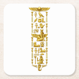 Gouden Oude Egyptische Symbolen – Luxe Hiërogl Vierkante Kartonnen Onderzetter