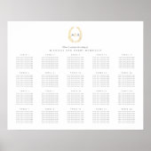 Gouden ovale krans bruiloft 20 tafel zitgrafiek poster (Voorkant)