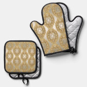 Gouden Oven Mitt & Pot Holder Set (Voorkant / Achterkant)