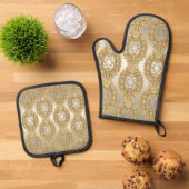 Gouden Oven Mitt & Pot Holder Set (Top down)