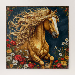 Gouden Paard met Golvende Manen Legpuzzel