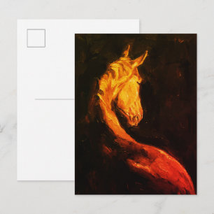 Gouden Paard Olie Schilderij – Donkere Expressieve Briefkaart