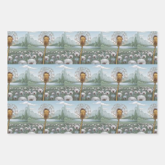 Gouden Paardebloem Zilveren Paardebloemen Inpakpap Inpakpapier Vel (Voorkant 3)