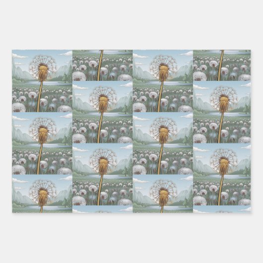 Gouden Paardebloem Zilveren Paardebloemen Inpakpap Inpakpapier Vel (Voorkant 2)