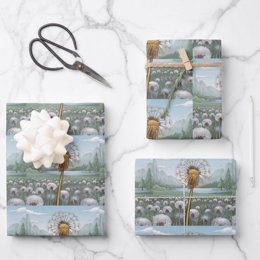 Gouden Paardebloem Zilveren Paardebloemen Inpakpap Inpakpapier Vel (Voorkant)