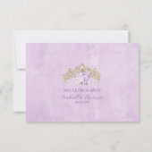 Gouden Paarse Bloemen Quinceañera Verjaardag RSVP Kaart (Achterkant)