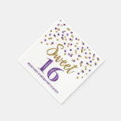 Gouden Paarse Confetti Sweet 16 Verjaardag Servet (Hoek)
