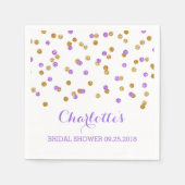 Gouden Paarse Confetti Vrijgezellenfeest Servetten (Voorkant)