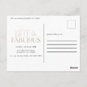 Gouden paarse glitter 50 en fabuleus verjaardagsfe briefkaart (Achterkant)