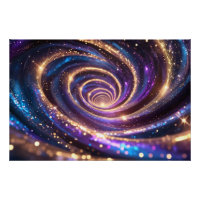 Gouden & Paarse Kosmische Werveling Abstracte Vort