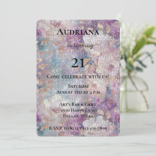 Gouden Paarse Witte Bloemen Sparkle Verjaardag Kaart