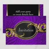 Gouden Paarse Zebra All Occasion Party Kaart (Voorkant / Achterkant)