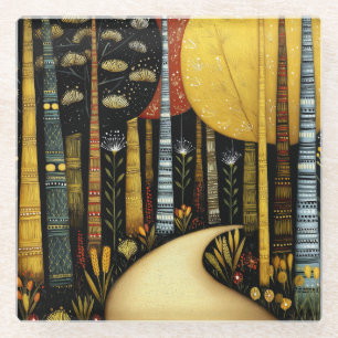 Gouden pad bos WHIMISCH BOS KUNST #1 Glazen Onderzetter