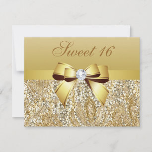 Gouden pailletten, Bow & Diamond Sweet 16 Kaart
