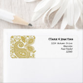 Gouden paisley damast indiaanse bruiloft etiket (Insitu)