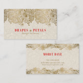 Gouden Paisley Kant met Cream Achtergrond Visitekaartje (Voorkant / Achterkant)