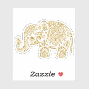 Gouden  paisley olifant sticker