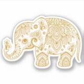Gouden  paisley olifant sticker (Voorkant)