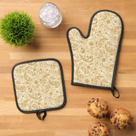 Gouden Paisley Oven Mitt Een of Set