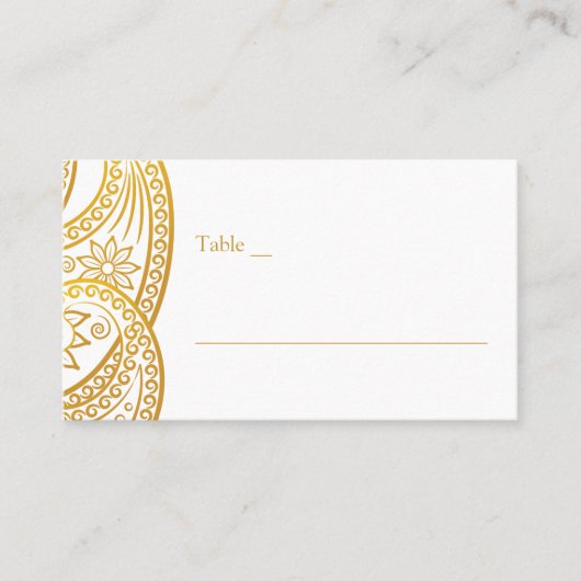Gouden Paisley Traditionele Indiase bruiloft Plaatskaartje (Voorkant)