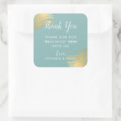 Gouden palm bladeren strand bruiloft welkom dank u vierkante sticker (Tas)