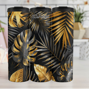 Gouden Palm en Monstera Patroon Thermosbeker