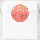 Gouden Palm Frond Dank u Ronde Sticker (Tas)