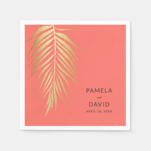 Gouden Palm Frond Moderne minimalistische bruiloft Servet