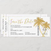 Gouden Palm Instapkaart Ticket Save the Date Kaart (Voorkant / Achterkant)