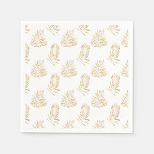 Gouden Palm Leaf, minimalistische witte bruiloft s Servet