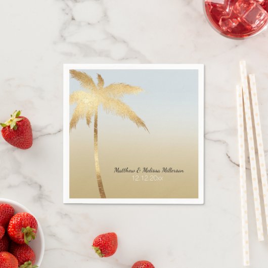 Gouden Palm Tree Ombre gepersonaliseerde bruiloft  Servetten (Insitu)