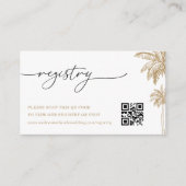 Gouden Palm Tree QR Code Trouwcadeau Registry Informatiekaartje (Voorkant)