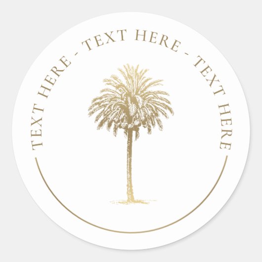 Gouden palmboom ronde sticker (Voorkant)