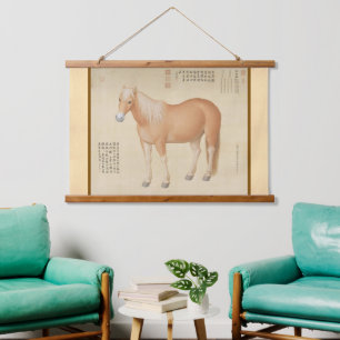 Gouden Palomino Paard - Vintage Chinese Kunst Hangend Wandkleed
