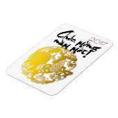 Gouden Papercut Vietnamees Haan op maat Jaar VPM Magneet (Linkerzijde)