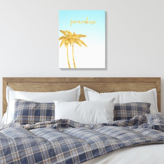 Gouden Paradijs Palmbomen Canvas Afdruk (Insitu (Slaapkamer))