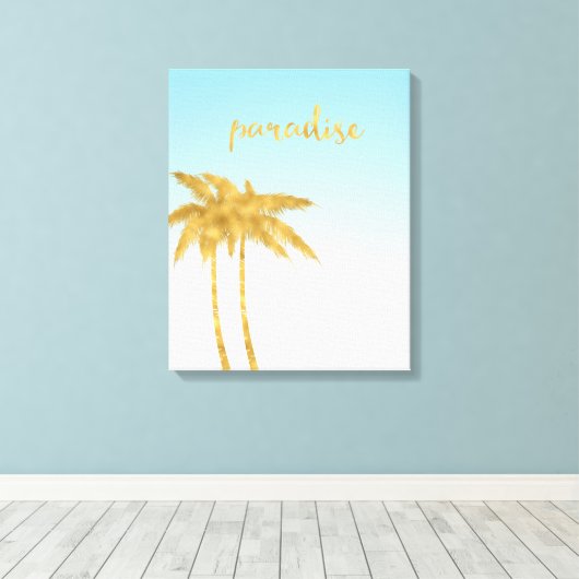 Gouden Paradijs Palmbomen Canvas Afdruk (Insitu (Houten vloer))