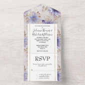  gouden parel wit paarse bloemen all in one uitnodiging (Binnen)