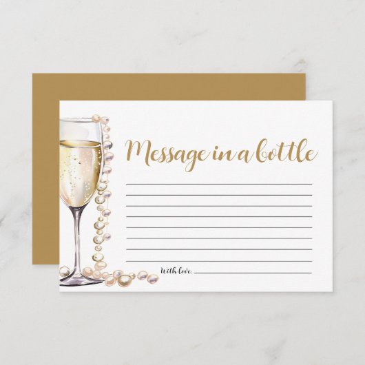 Gouden Parels en Prosecco Bericht In Een Flessensp Informatiekaartje (Voorkant / Achterkant)