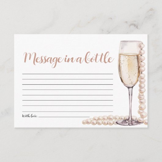 Gouden Parels en Prosecco Bericht In Een Flessensp Informatiekaartje (Voorkant)