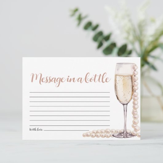 Gouden Parels en Prosecco Bericht In Een Flessensp Informatiekaartje (Staand voorkant)