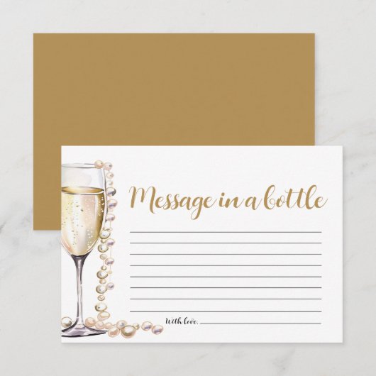 Gouden Parels en Prosecco Bericht In Een Flessensp Kaart (Voorkant / Achterkant)