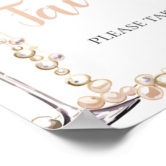 Gouden Parels en Prosecco Champagne Favors teken Poster (Hoek)