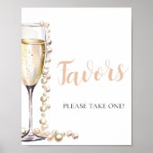 Gouden Parels en Prosecco Champagne Favors teken Poster (Voorkant)