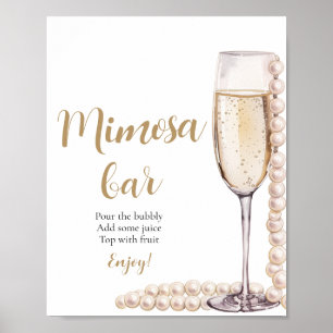 Gouden Parels en Prosecco Champagne Mimosa Bar Tek Poster