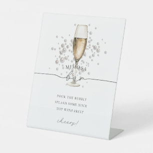 Gouden Parels en Prosecco Champagne Mimosa Bar Tek Reclamebord Met Voetstuk