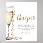 Gouden Parels en Prosecco Champagne Recepten Teken Poster (Voorkant)
