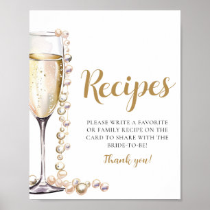 Gouden Parels en Prosecco Champagne Recepten Teken Poster