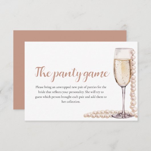 Gouden Parels en Prosecco Vrijgezellenfeest Panty  Informatiekaartje (Voorkant / Achterkant)
